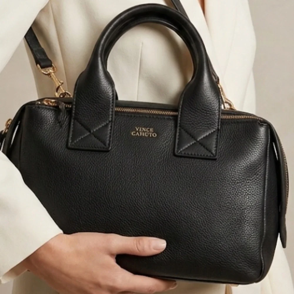 Vince Camuto Jayde Satchel‎ Black Leather Crossbody Bag